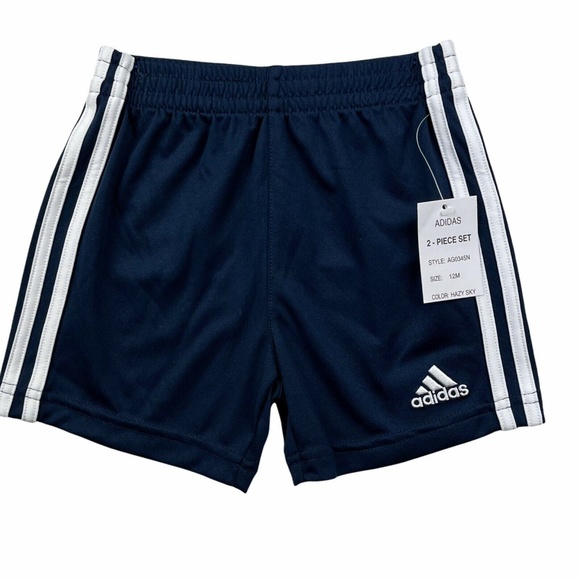 Adidas Baby Boy's Cute, Comfy Short Sleeve Shirt & Shorts 2-Piece Set 12 Months - Picture 6 of 11